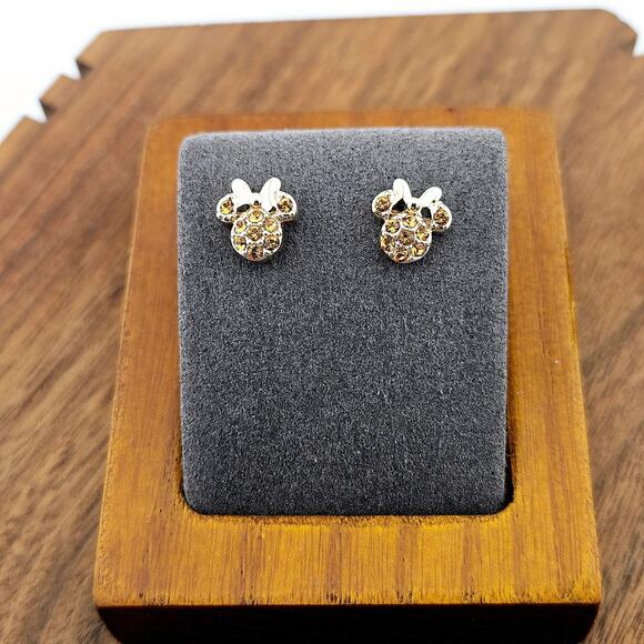 Disney Parks Minnie Mouse Birthstone Stud Earrings November Topaz Crystal - Picture 1 of 5